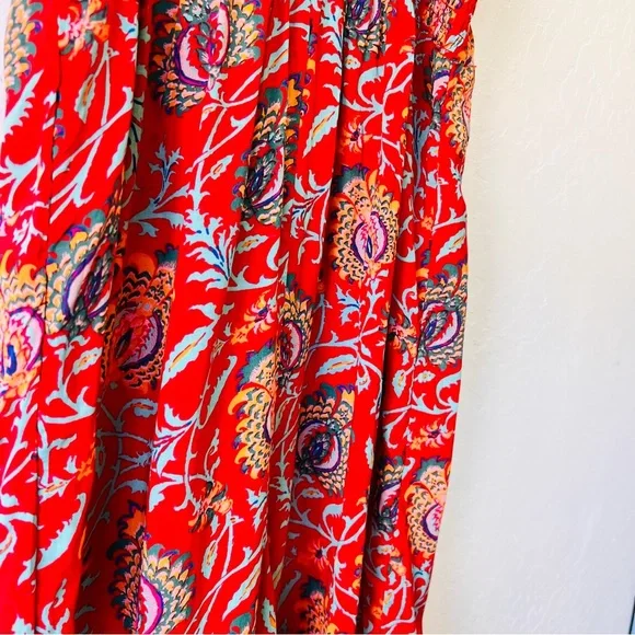 Anthropologie Red Floral Marina Sleep Jumpsuit Romper Medium - Picture 11 of 14